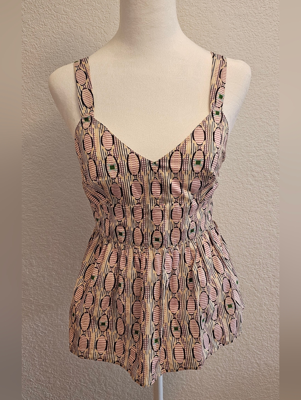 Banana Republic Light Pink and Black Lined Top